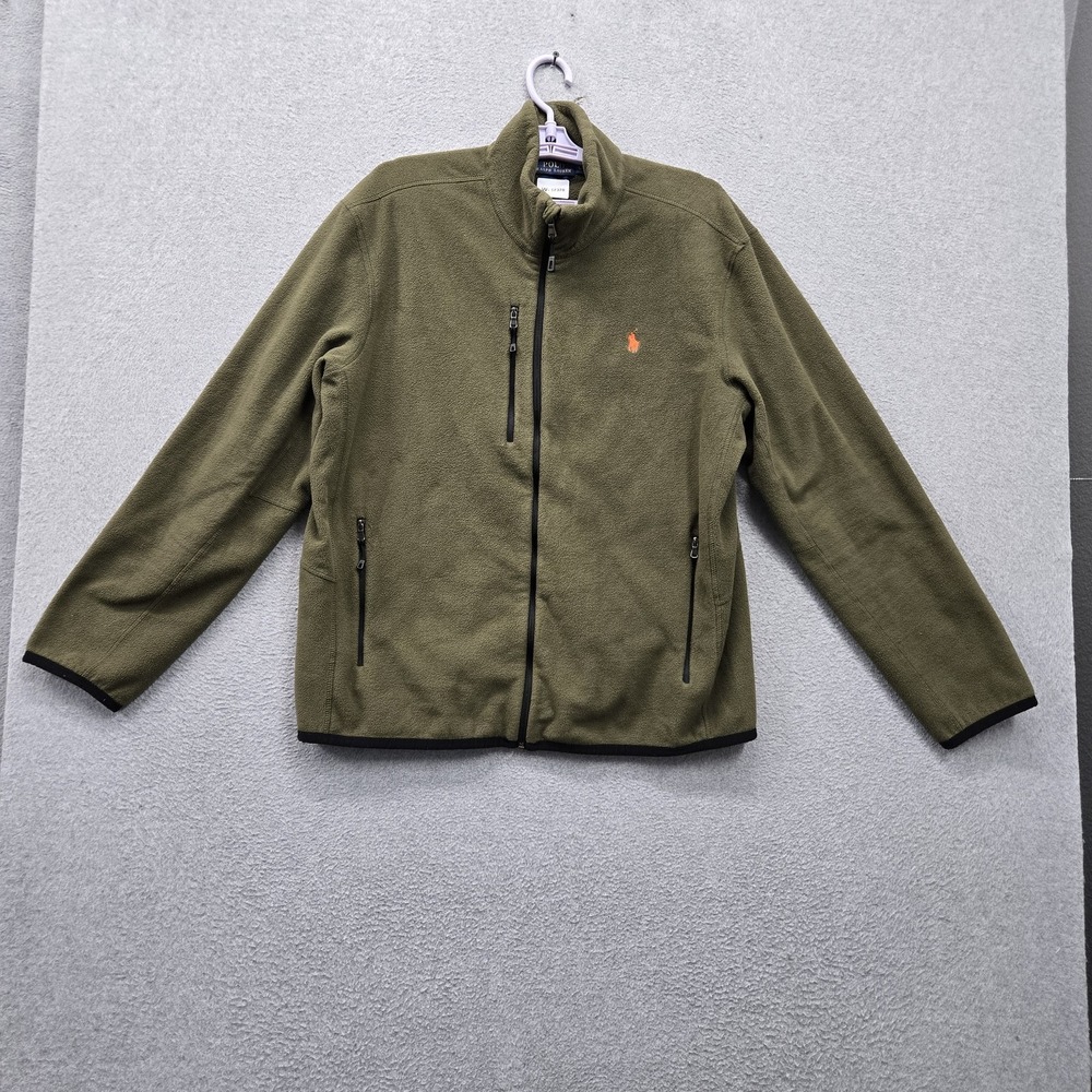 Polo Ralph Lauren Men Jacket L Olive Green Performance Fleece Activewear Logo